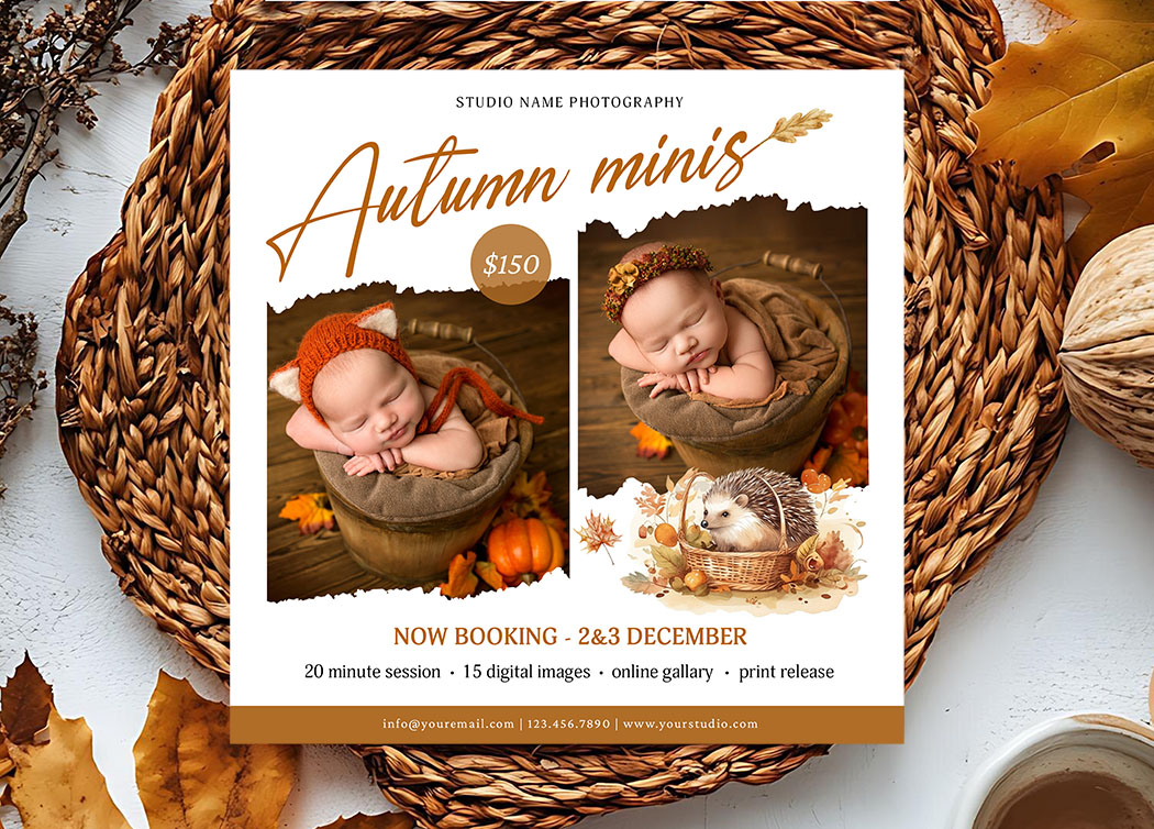 Newborn Autumn Mini Session Template 2